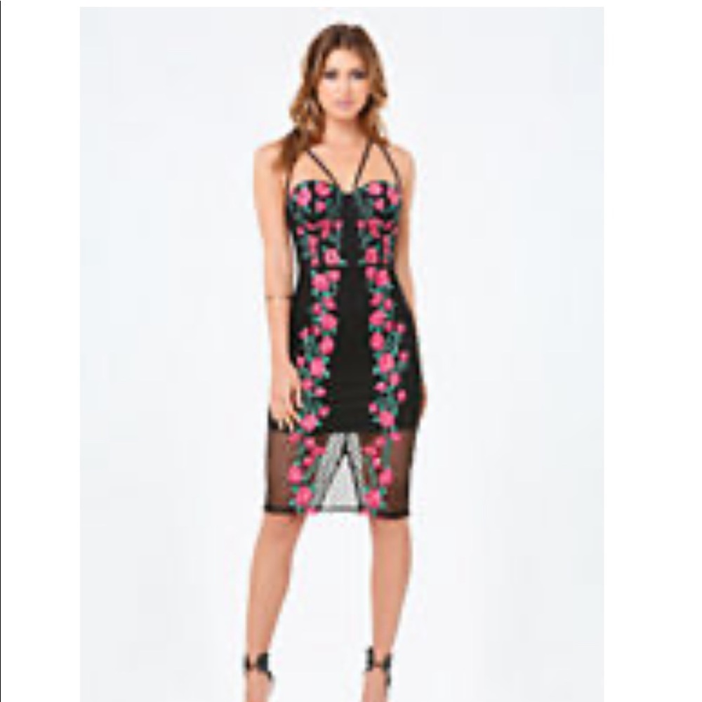 Bebe embroidered midi dress